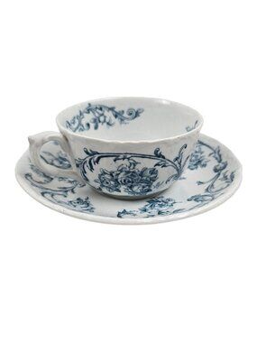 Tea Cup Saucer Royal Crownford R&N Cauldon England 222717 Blue Floral Vintage